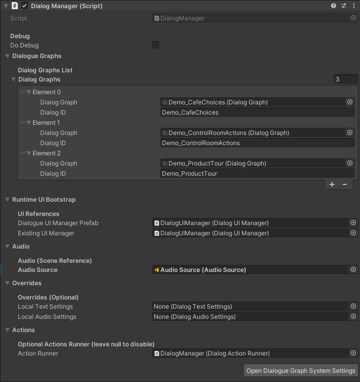Dialog Manager Inspector